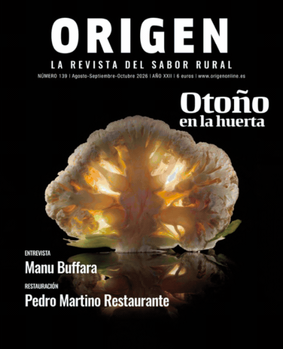 Portada de la revista Origen con un fondo oscuro y texto destacado