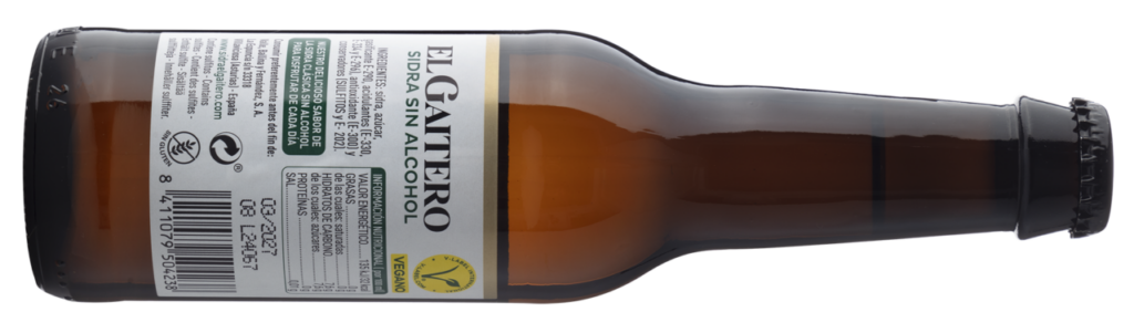 Logo vegano en Botellín 00 El Gaitero mr