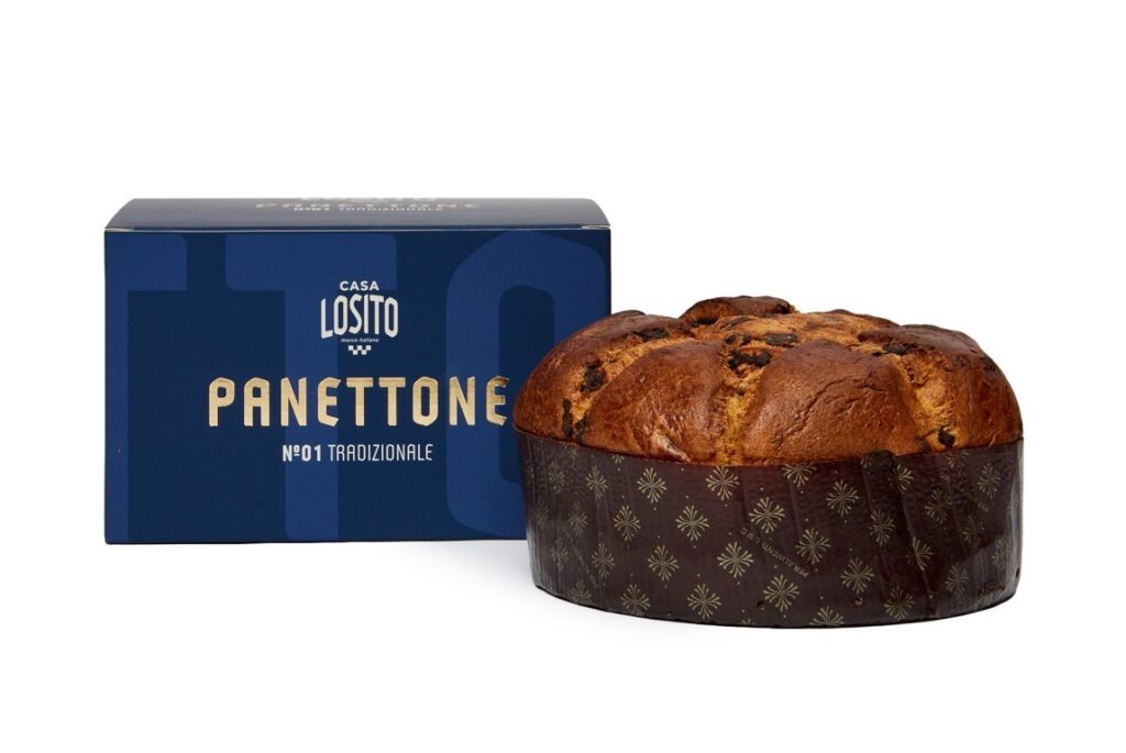 Panettone tradicional de Casa Losito con caja azul
