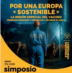 Cartel del simposio sobre sostenibilidad del vacuno en Bruselas
