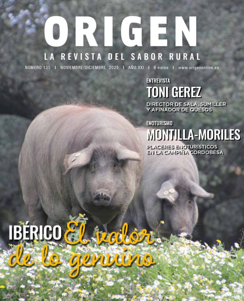 Portada de la revista Origen número 135 con cerdos ibéricos