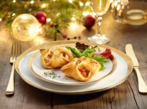 Hojaldres rellenos de salmón Mowi con ensalada fresca