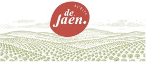 Vista de olivos en la provincia de Jaén con el logo de Aceite de Jaén