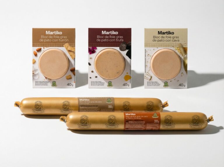 Varias presentaciones de bloc de foie gras de pato de Martiko