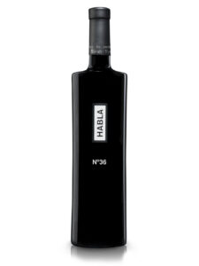 Botella de vino tinto Syrah de Bodegas Habla con etiqueta distintiva