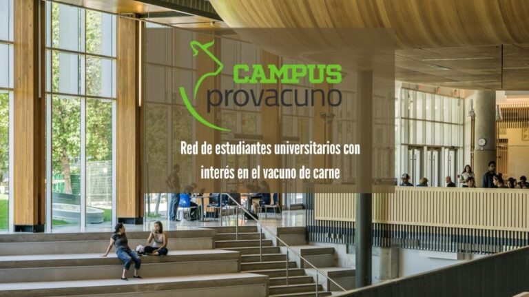 Estudiantes en el Campus Provacuno discutiendo sobre el vacuno de carne