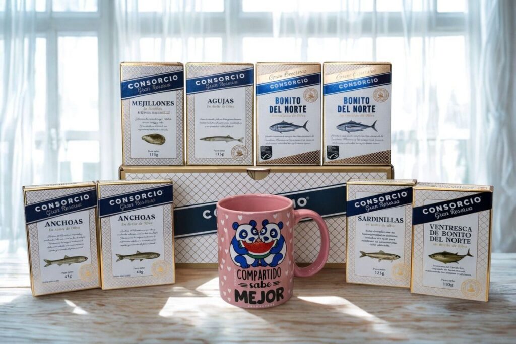 Pack de conservas premium y taza para San Valentín