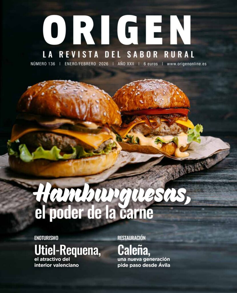 Portada de la revista Origen con hamburguesas y texto destacado.