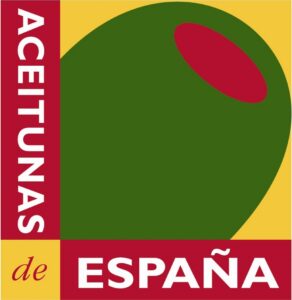 Logo de aceitunas de España con fondo colorido
