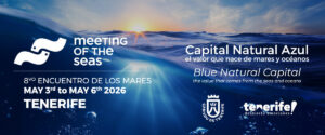 Logo del Encuentro de los Mares en Tenerife con mar y sol