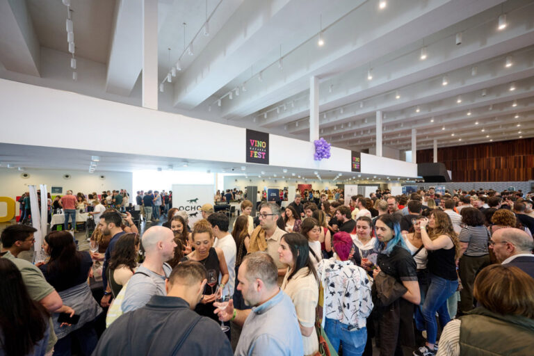 Multitud de personas disfrutando en el Vinofest Navarra 2026 en Pamplona