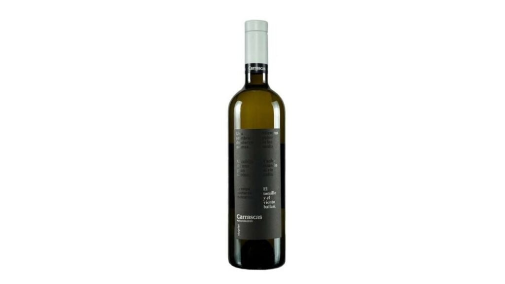 Botella de vino blanco El Tomillo Viognier de Bodegas Carrascas