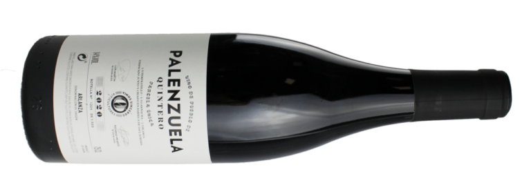 Botella de vino Palenzuela Quintero 2020 con etiqueta clara