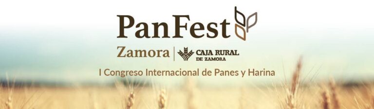 Logo del PanFest en Zamora con espigas de trigo de fondo