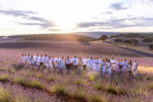 Participantes del congreso Discover-Eat en campos de lavanda
