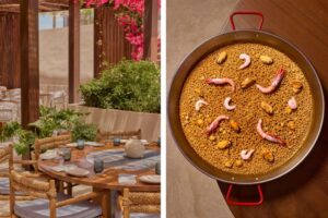 Paella de mariscos en un restaurante de la Costa del Sol