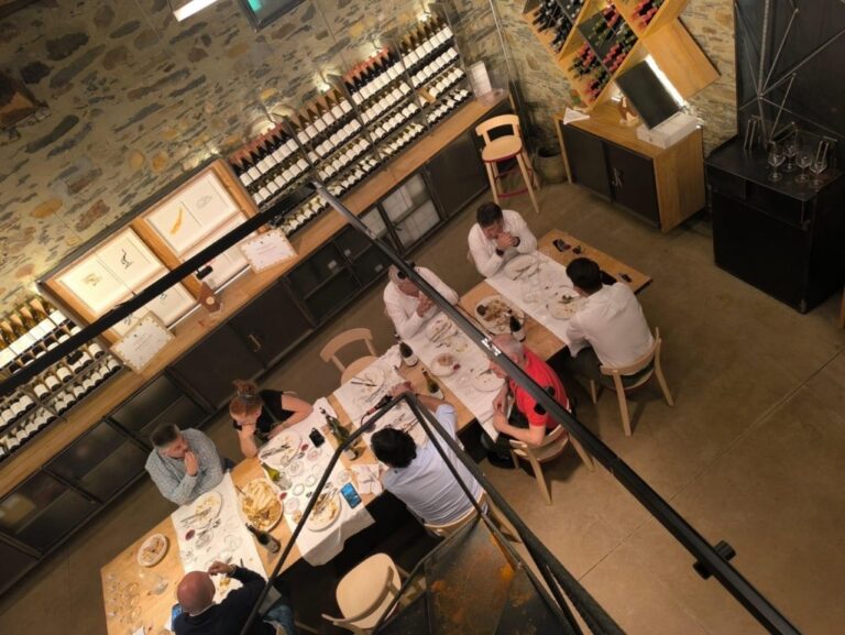 Grupo de personas disfrutando de una cata de vinos en la bodega Joaquín Rebolledo