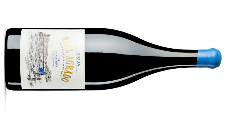 Botella doble magnum de vino Real Agrado con etiqueta especial
