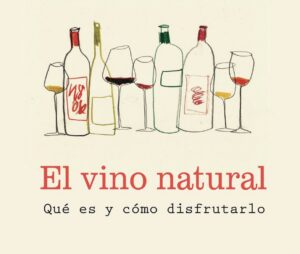 Ilustración de botellas y copas de vino natural