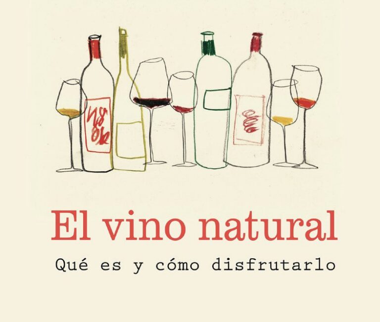 Ilustración de botellas y copas de vino natural
