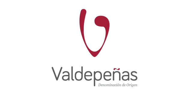 Logo de la Denominación de Origen Valdepeñas con diseño contemporáneo.