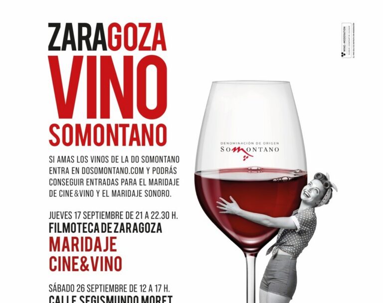 Cartel promocional de eventos de vino Somontano en Zaragoza